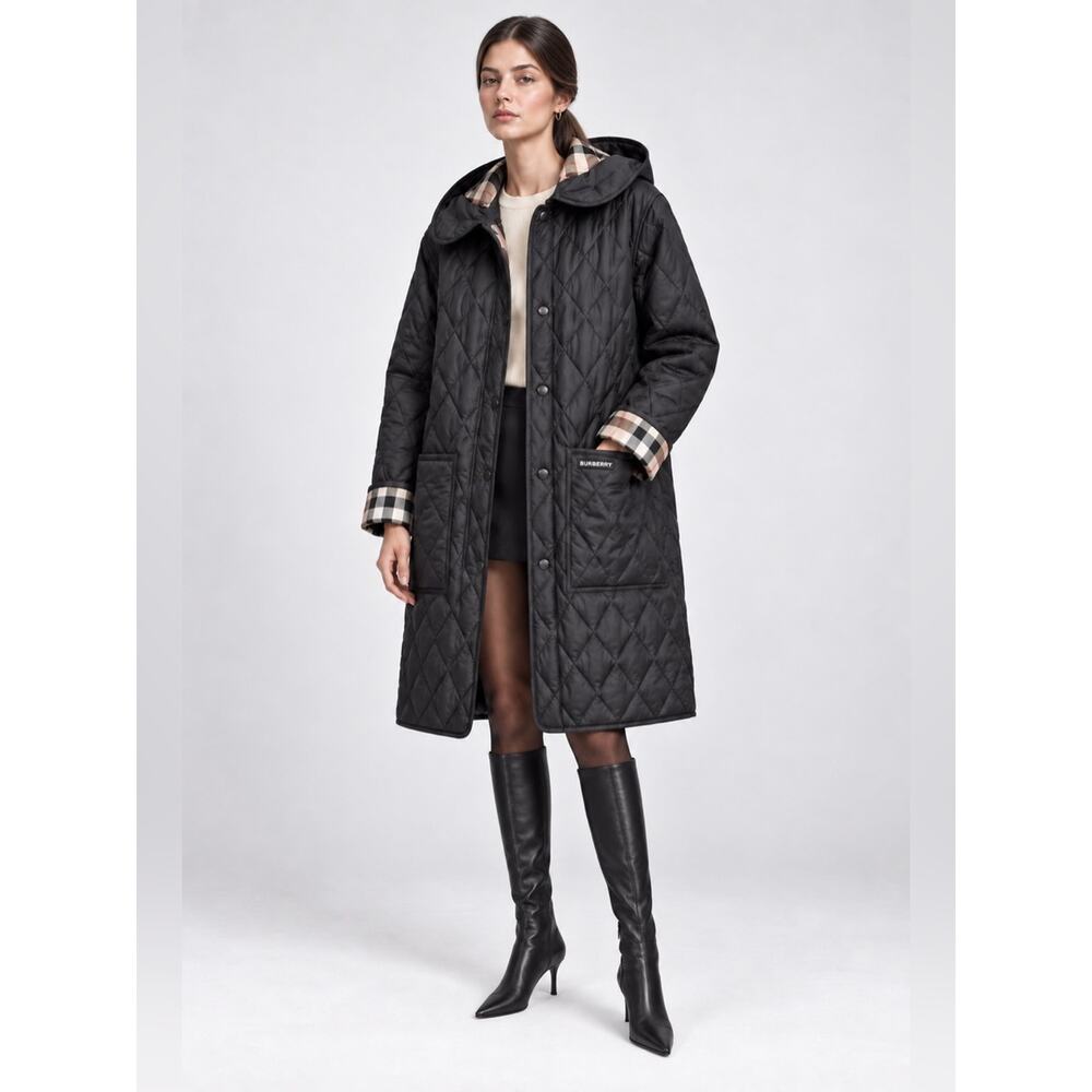 Burberry Diamond-Quilted Hooded Coat XL - Picture 8 of 8
